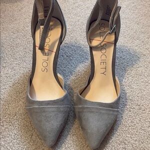 Sole Society Gray Suede Pointed Heels